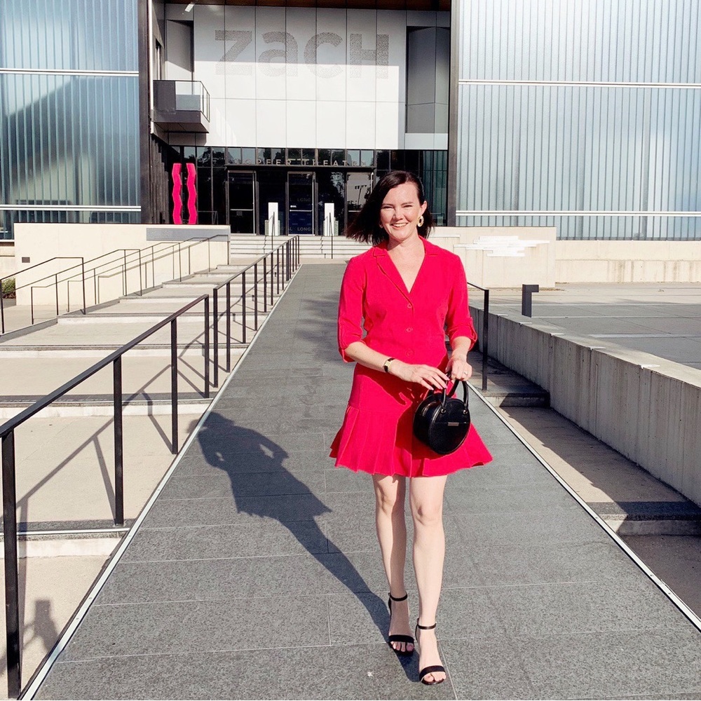 Amanda Uprichard Pink Pleated Work Dress